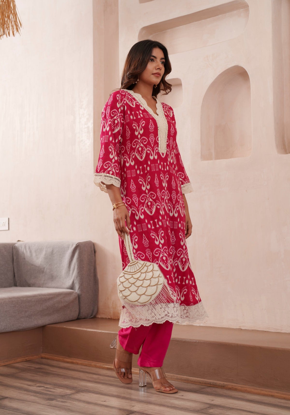 Tashvika Rouge Cotton Kurta Pant set