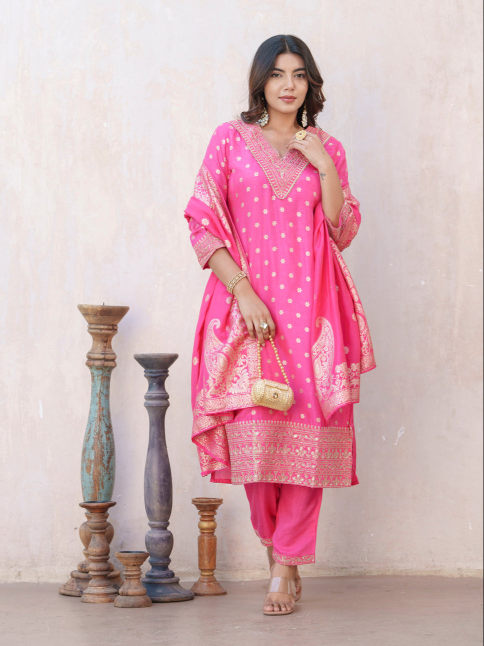 Palash Rose Full Work Suit Set