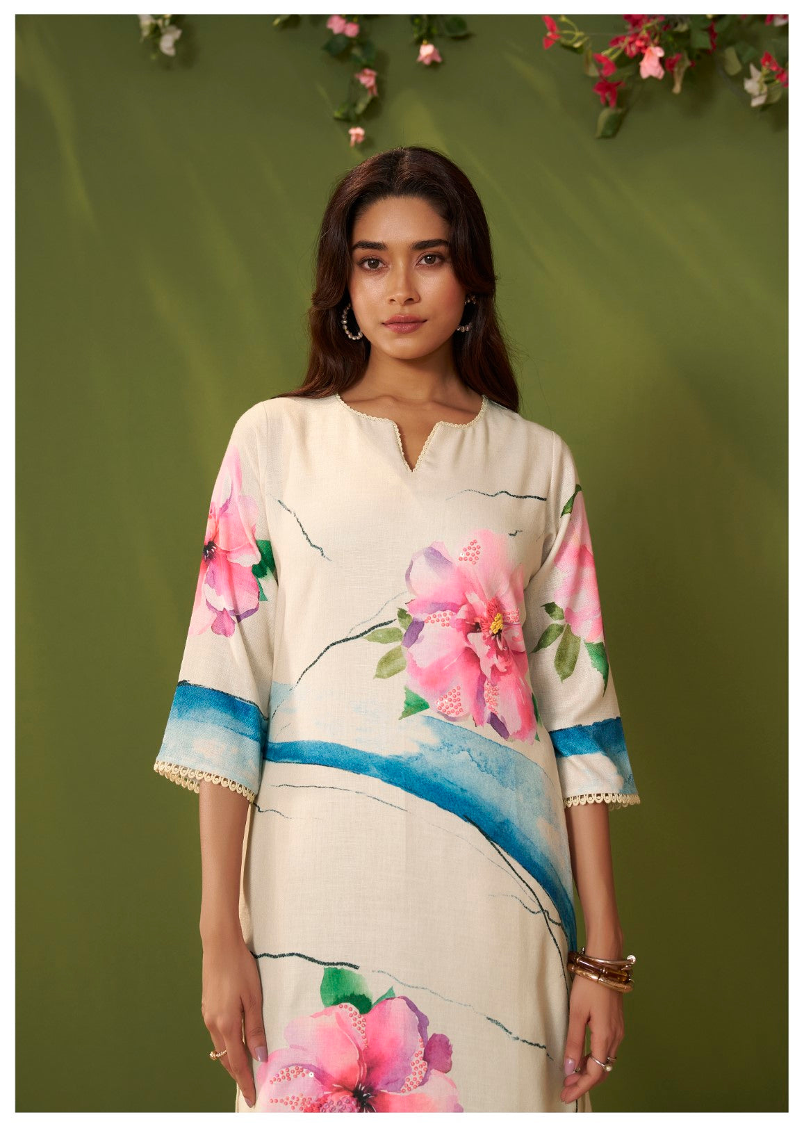 Itrh Roses cotton linen suit set