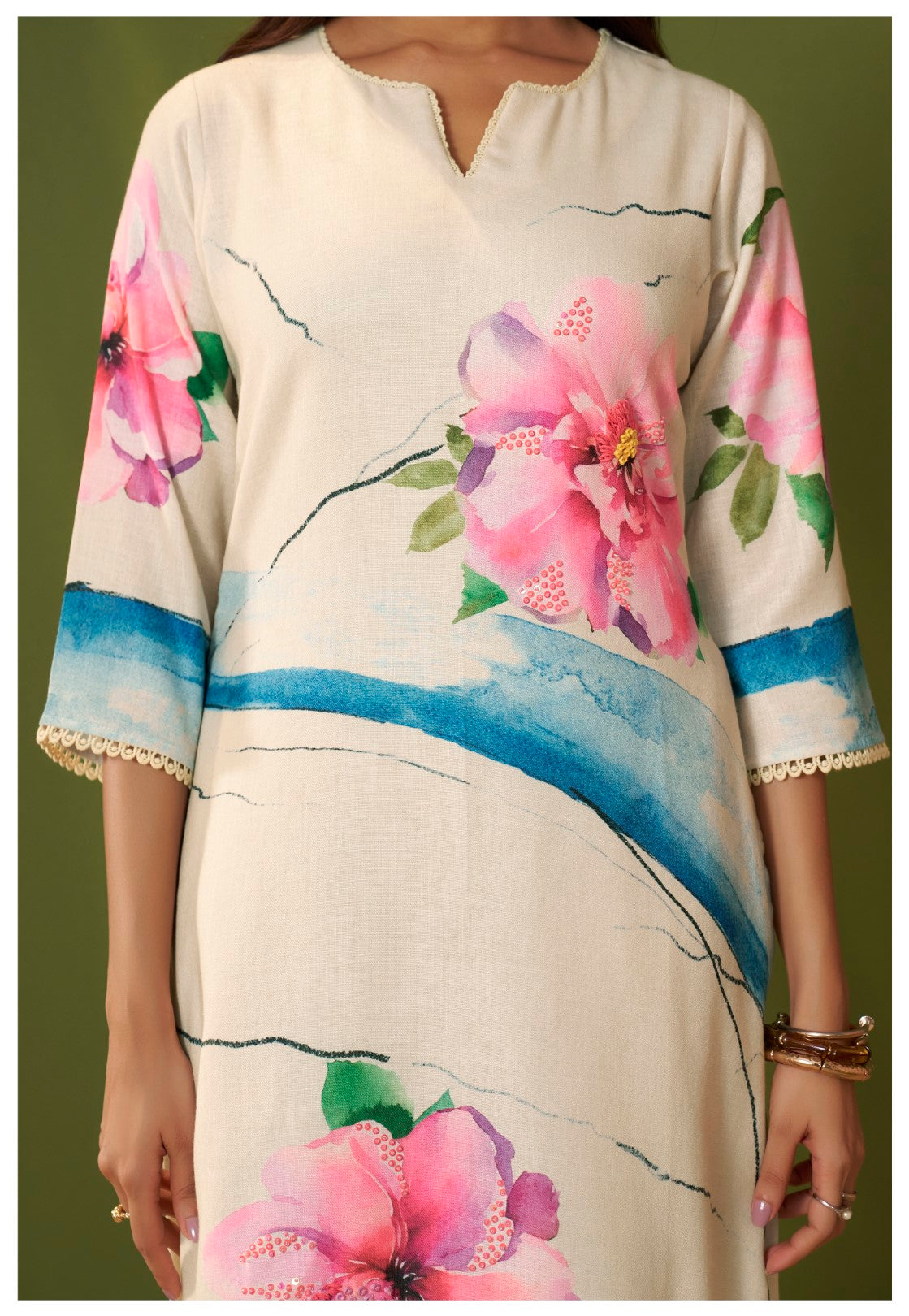 Itrh Roses cotton linen suit set