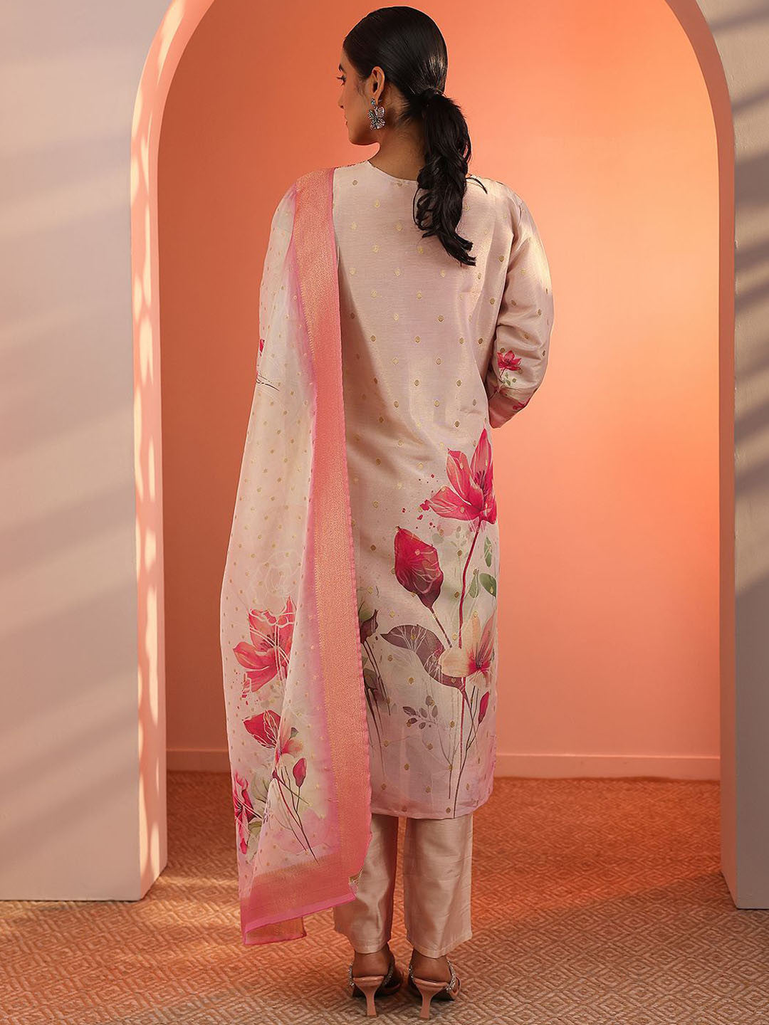 Floral Printed Regular Kurta With Trousers & Dupatta