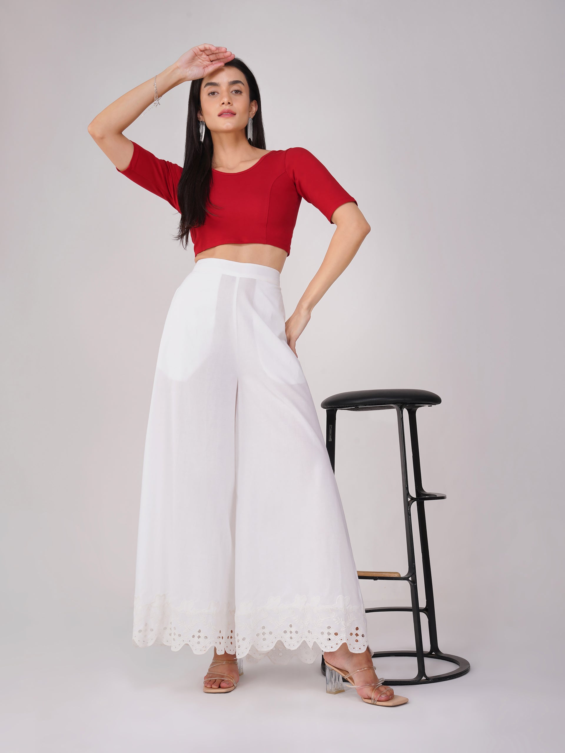 Dhiyona ST Women's ComfortEase 4-Way Stretch Red Short Sleeve Blouse
