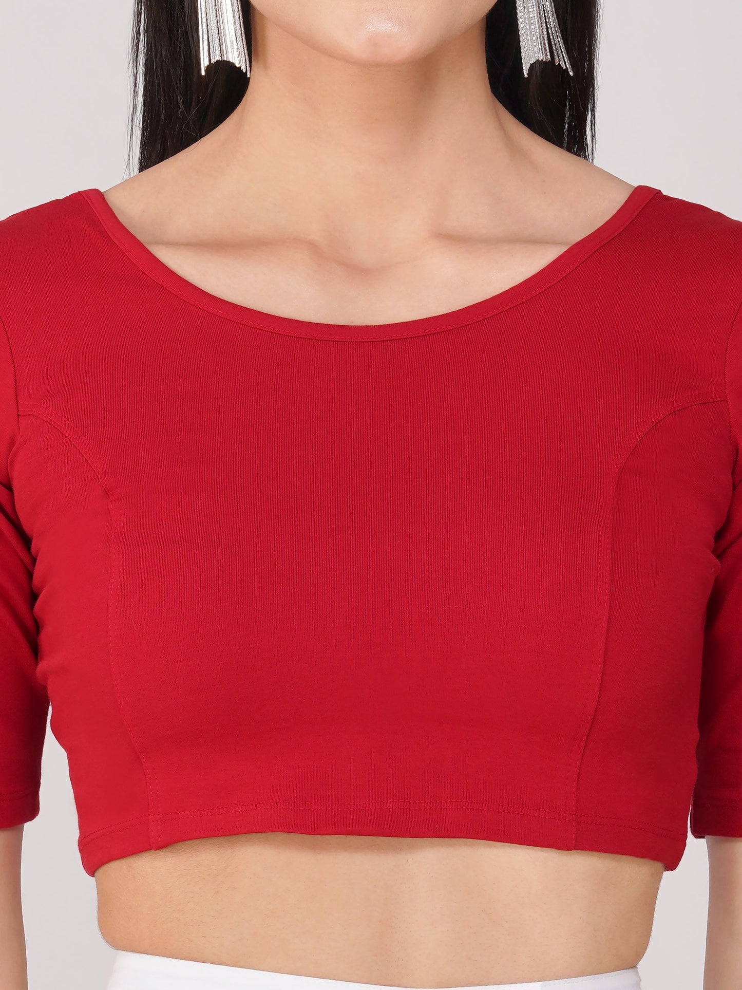 Dhiyona ST Women's ComfortEase 4-Way Stretch Red Short Sleeve Blouse
