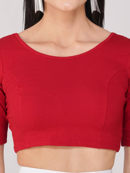 Dhiyona ST Women's ComfortEase 4-Way Stretch Red Short Sleeve Blouse
