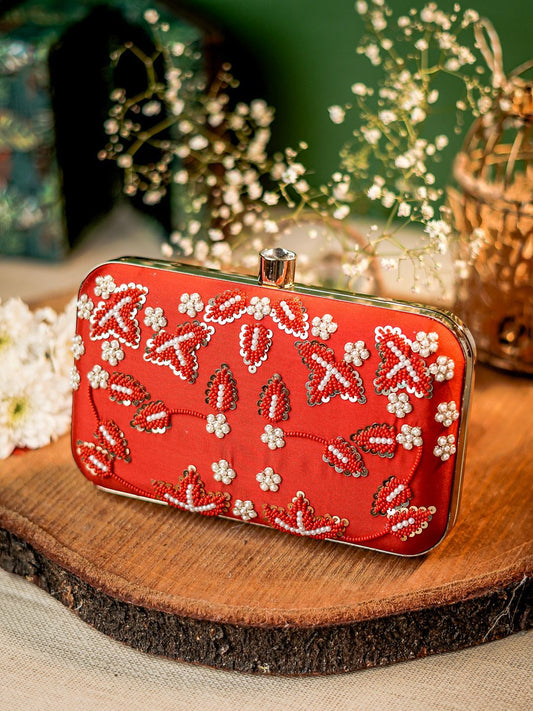 Dhiyona NR Embroidered Embellished Box Clutch