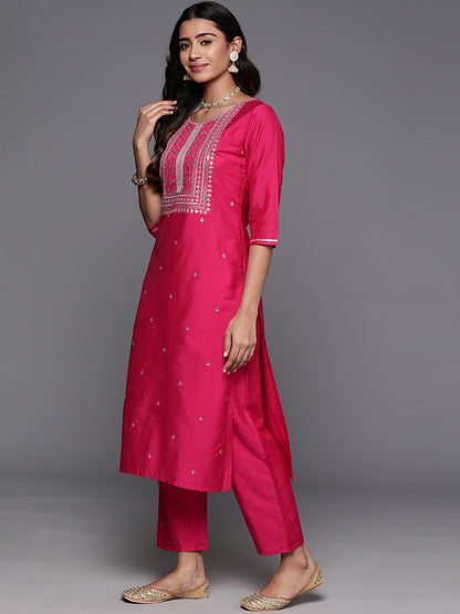 Ethnic Motifs Embroidered Regular Sequinned Kurta with Trousers Dupatta