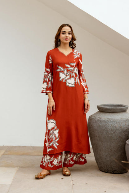 Bakul Rust Digital Print Kurta Pant Set