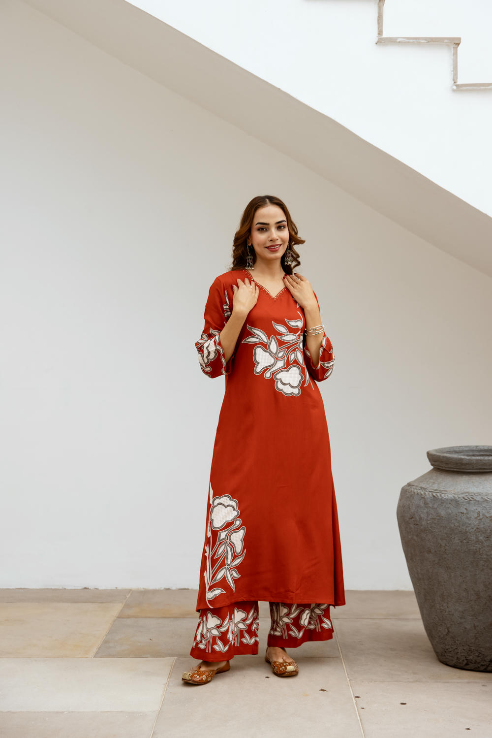 Bakul Rust Digital Print Kurta Pant Set