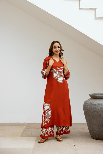 Bakul Rust Digital Print Kurta Pant Set