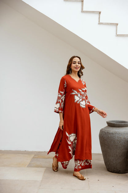 Bakul Rust Digital Print Kurta Pant Set