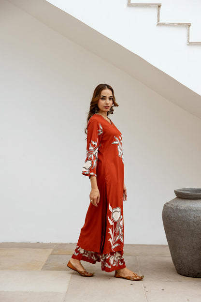 Bakul Rust Digital Print Kurta Pant Set