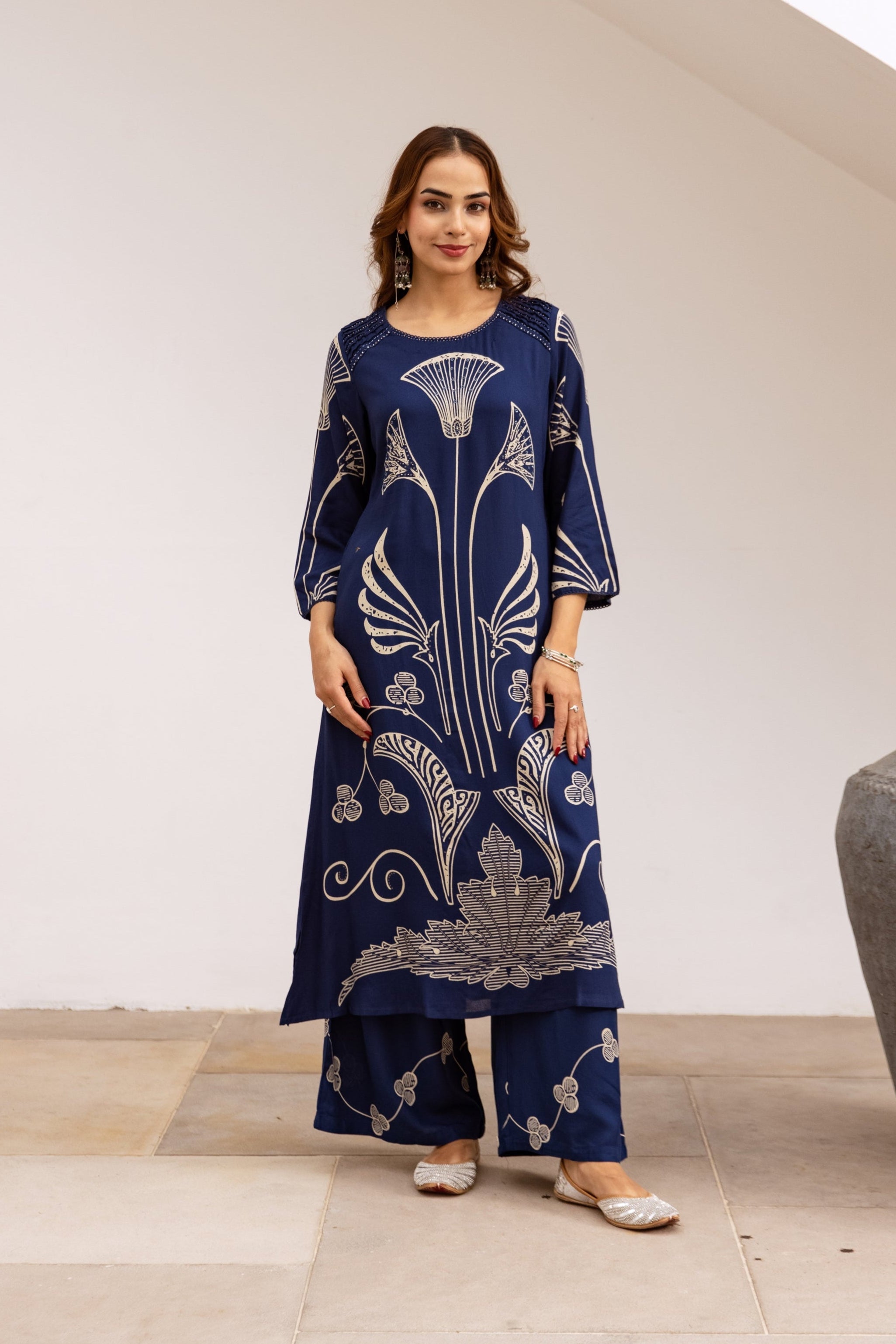 Bakul lapis printed cotton kurta pant set