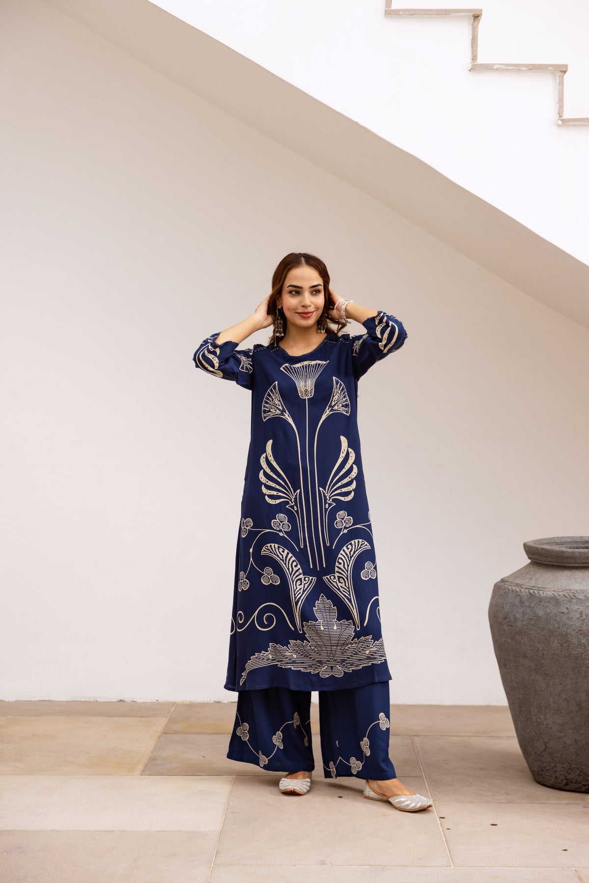 Bakul lapis printed cotton kurta pant set