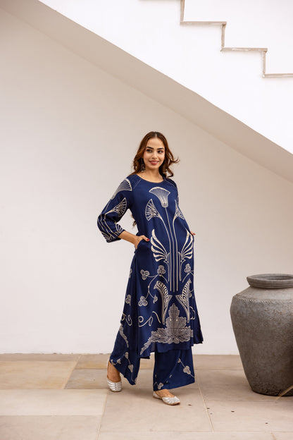Bakul lapis printed cotton kurta pant set