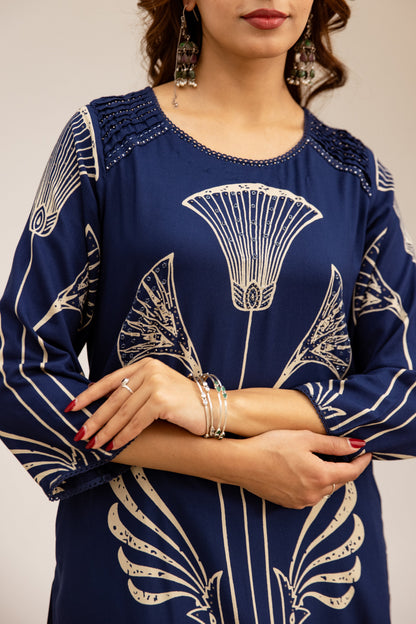 Bakul lapis printed cotton kurta pant set