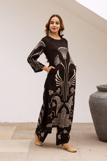 Bakul sable printed kurta pant set