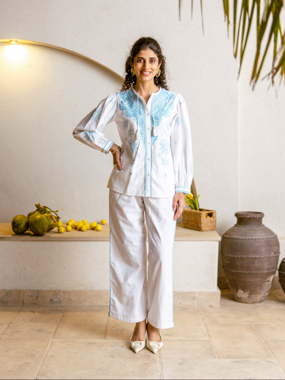 Viva pearl Embroidery Co-ord Set