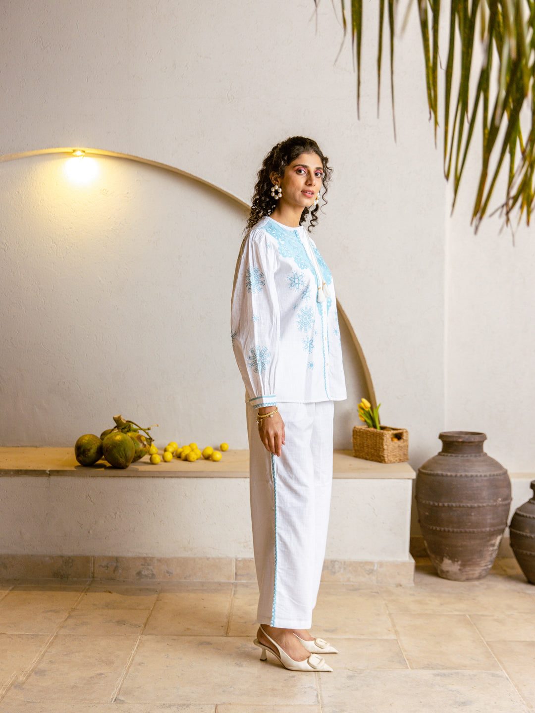 Viva pearl Embroidery Co-ord Set