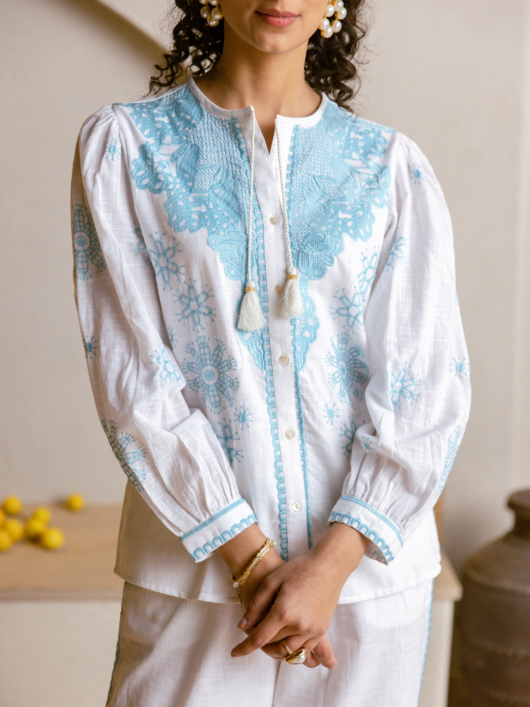 Viva pearl Embroidery Co-ord Set