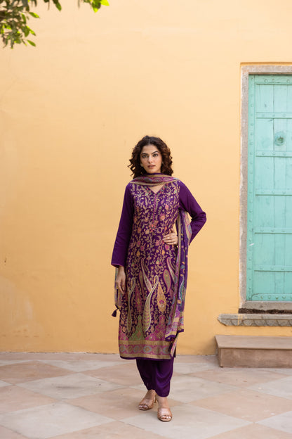 Saisha Orchid Premium Digital Print Muslin Suit Set