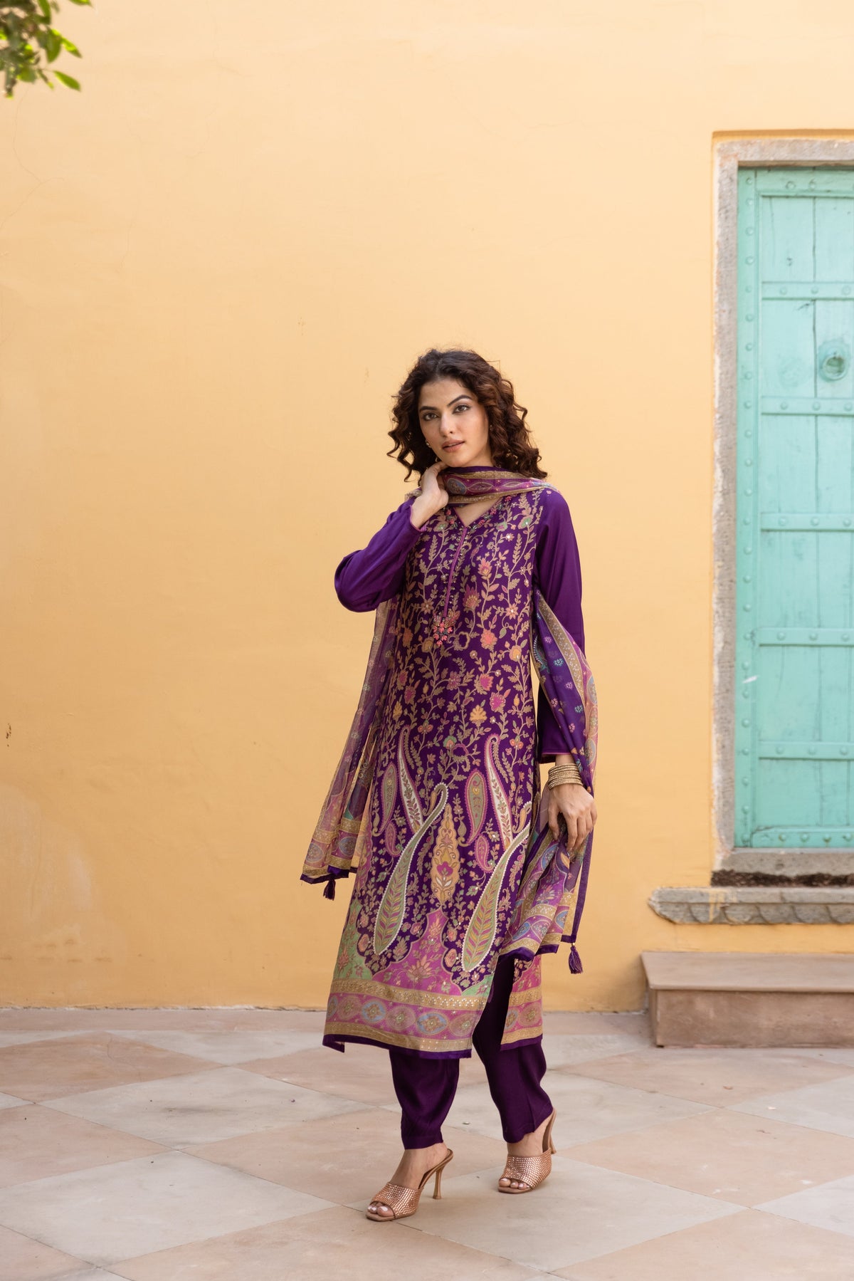 Saisha Orchid Premium Digital Print Muslin Suit Set