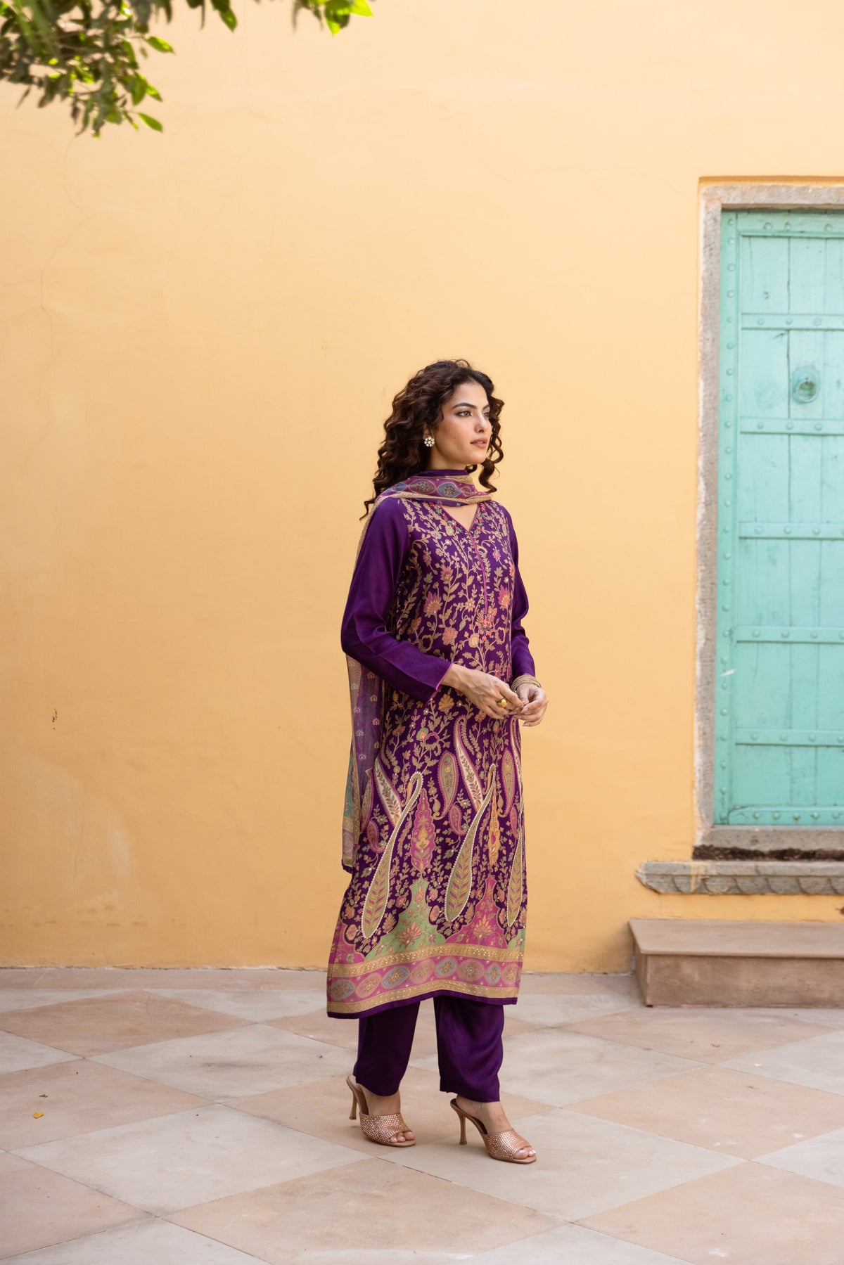 Saisha Orchid Premium Digital Print Muslin Suit Set
