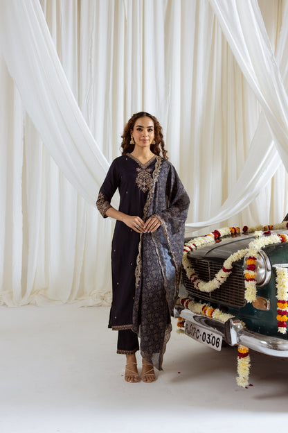 Bakul Taupe Full Work Suit Set