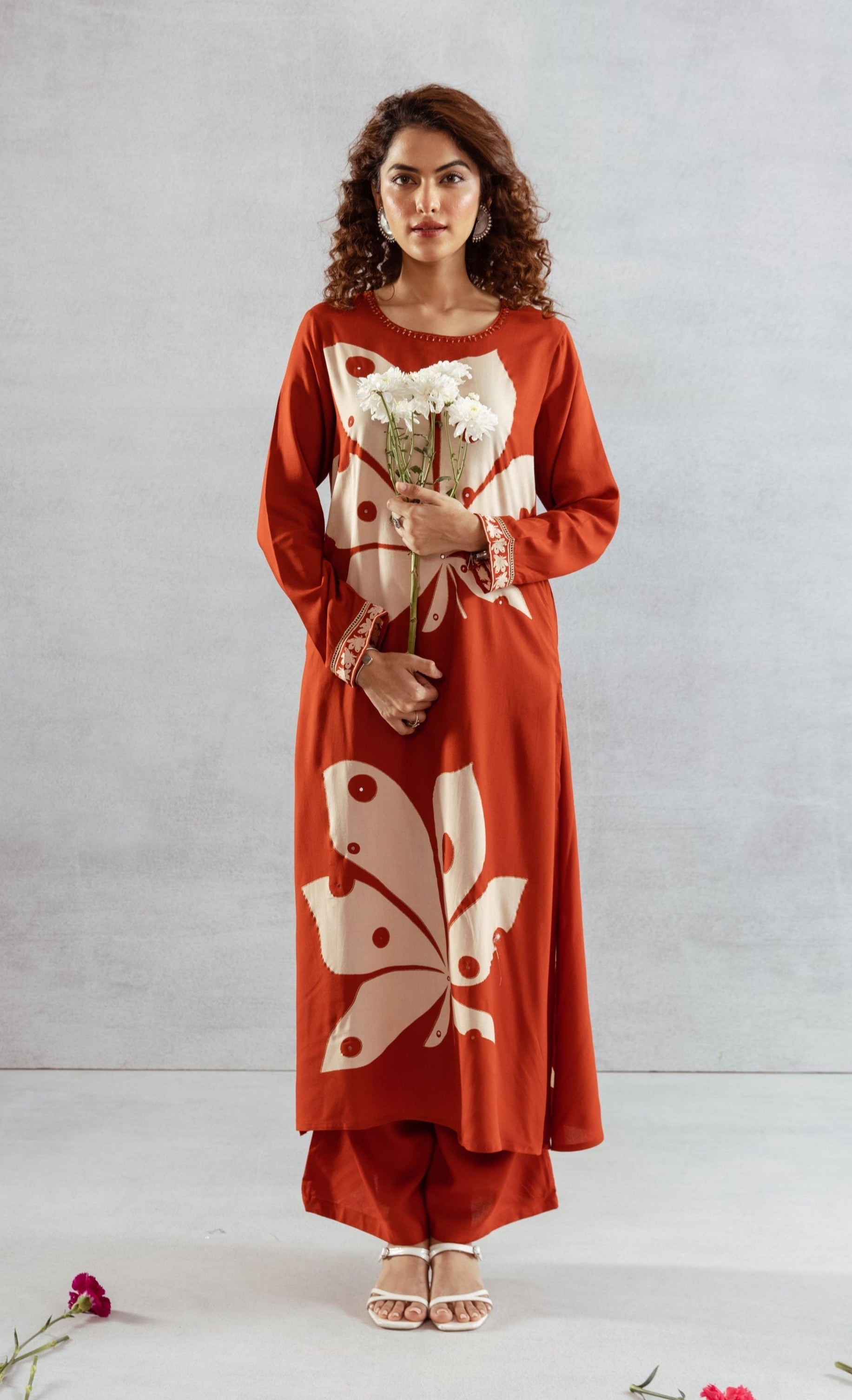 Bakul Terracotta printed kurta pant set