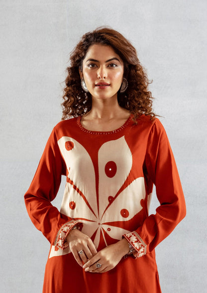 Bakul Terracotta printed kurta pant set