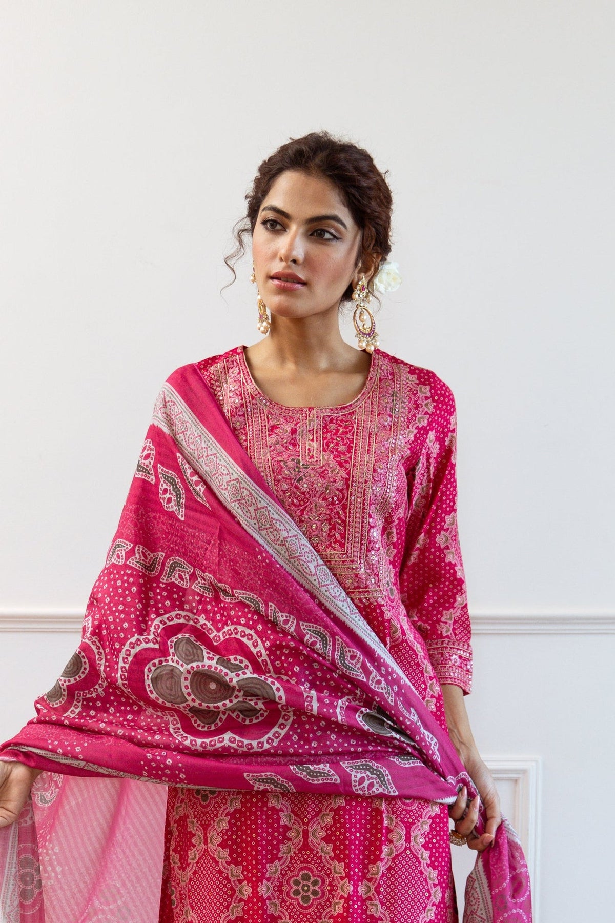 Gauri Flamingo Full Work Suit Set