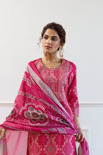 Gauri Flamingo Full Work Suit Set