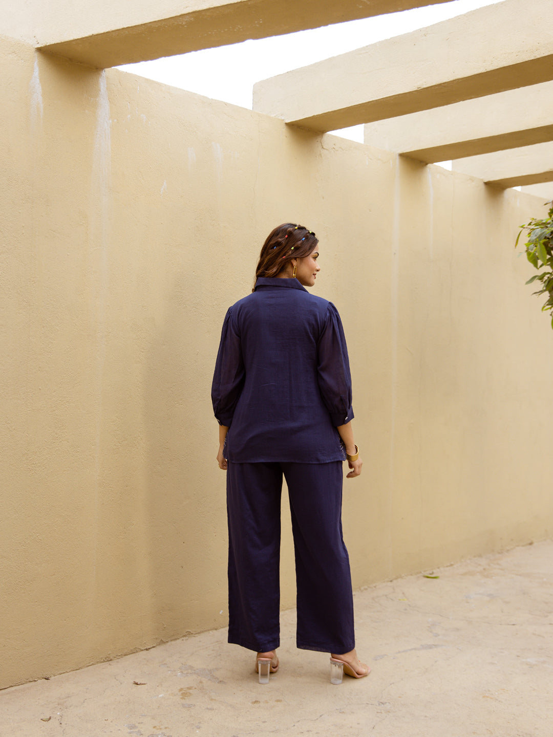 Viva Indigo Embroidered Cotton Co-ord Set