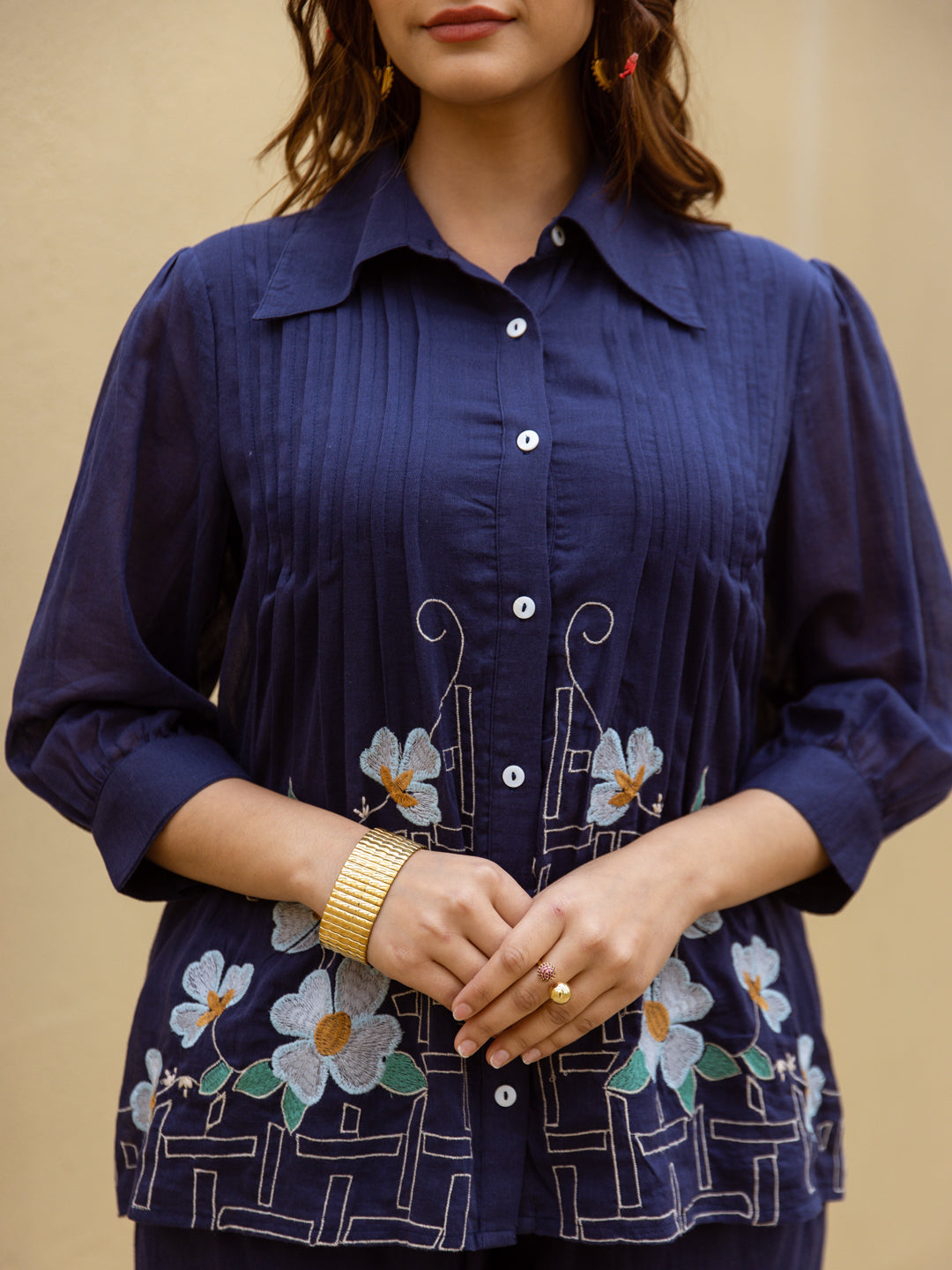 Viva Indigo Embroidered Cotton Co-ord Set