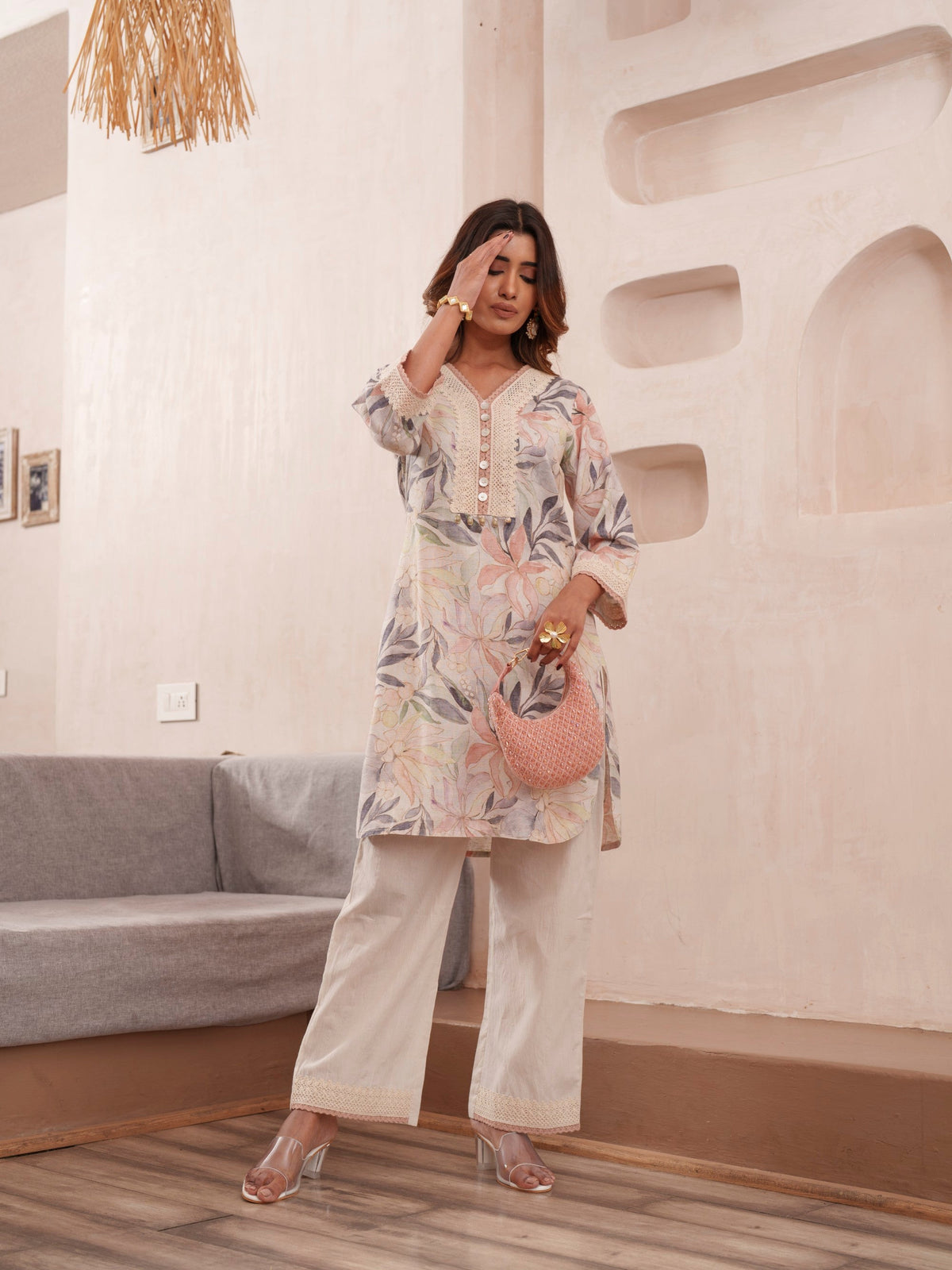 Tashvika heather Linen co-ord set