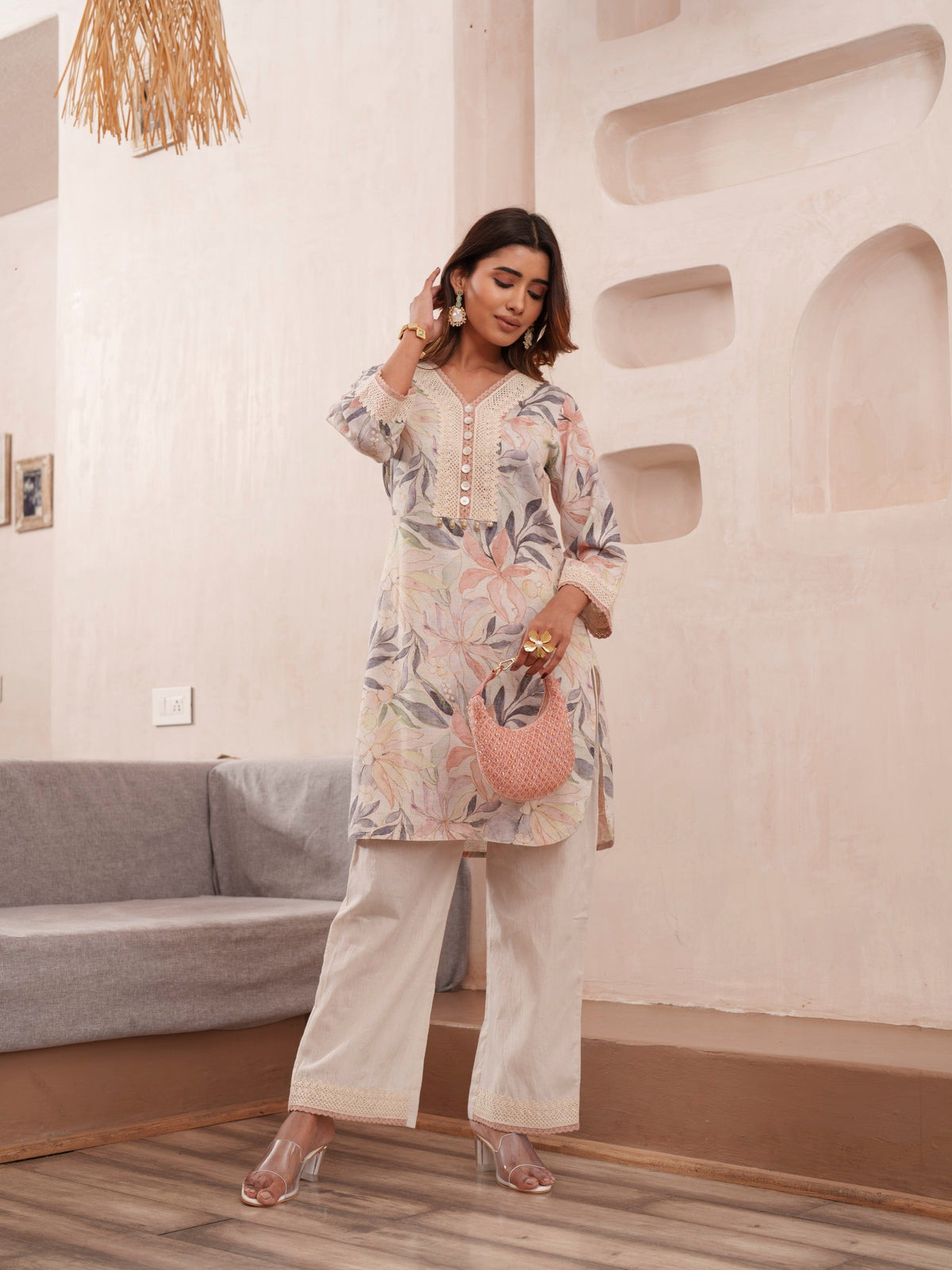 Tashvika heather Linen co-ord set