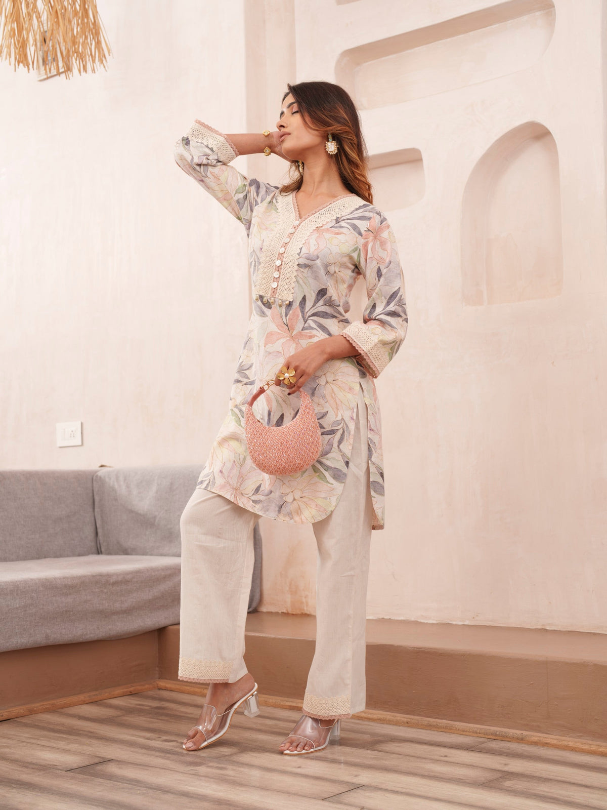 Tashvika heather Linen co-ord set