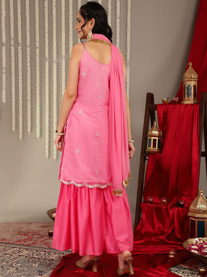 Dhiyona VA Women Zari Detail Kurta & Trousers With Dupatta