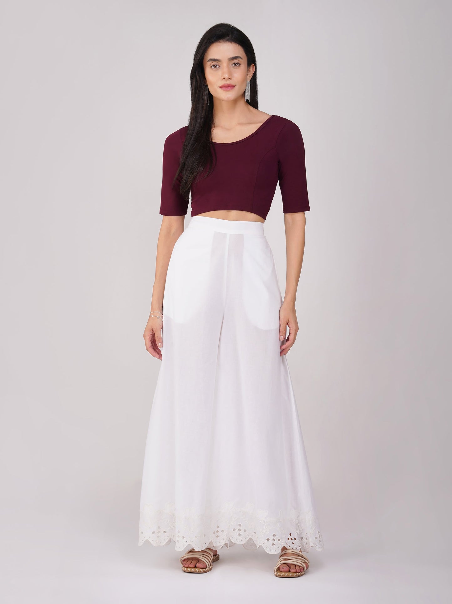 Dhiyona ST Women's ComfortEase 4-Way Stretch Wine Short Sleeve Blouse