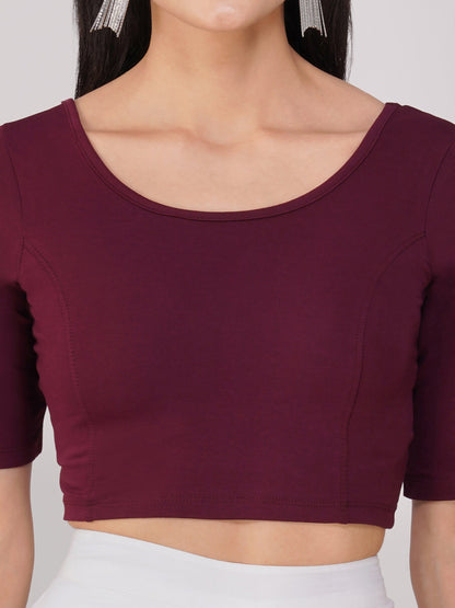 Dhiyona ST Women's ComfortEase 4-Way Stretch Wine Short Sleeve Blouse