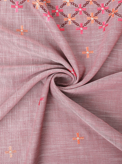 Dhiyona GR Women's CT Lavender Cotton Linen Silk Embroidered Saree