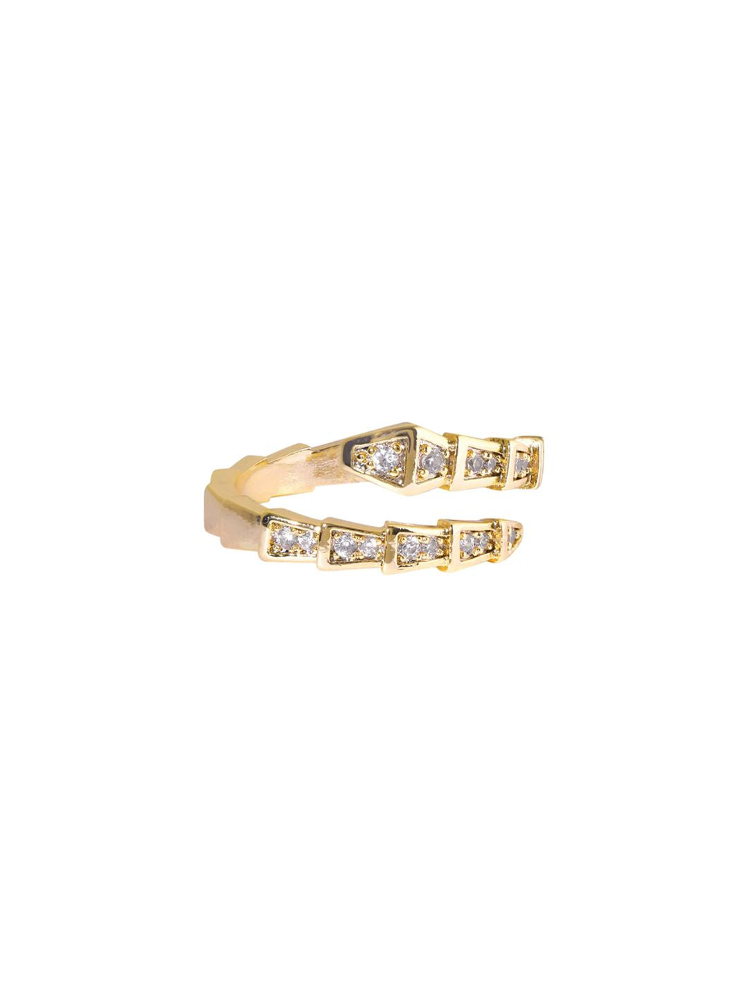 Dhiyona RJ Women's 18K Gold-Plated & Cubic Zirconia Studded Serpent Adjustable Finger Ring