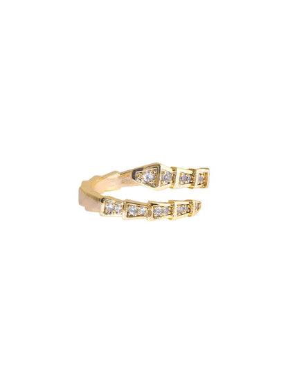 Dhiyona RJ Women's 18K Gold-Plated & Cubic Zirconia Studded Serpent Adjustable Finger Ring