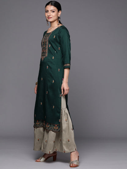 Dhiyona VA Floral Yoke Design Thread Work Kurta with Sharara & With Dupatta