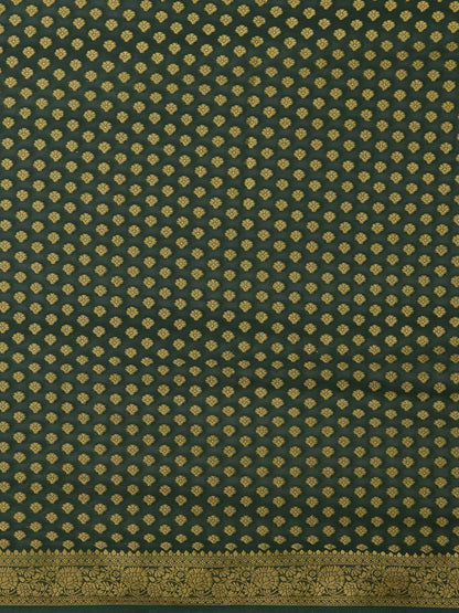 Women's Georgette Green Woven Design Designer Saree With Blouse Piece
