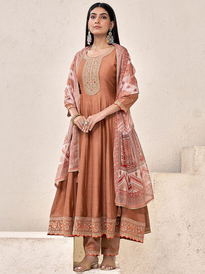 Dhiyona CH Women Ethnic Motifs Embroidered Kurta with Trousers & Dupatta