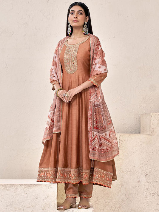 Dhiyona CH Women Ethnic Motifs Embroidered Kurta with Trousers & Dupatta