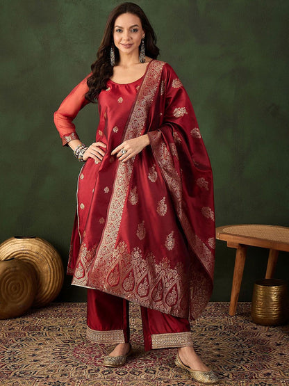 Dhiyona SN Women's Woven Design Kurta & Palazzo With Dupatta