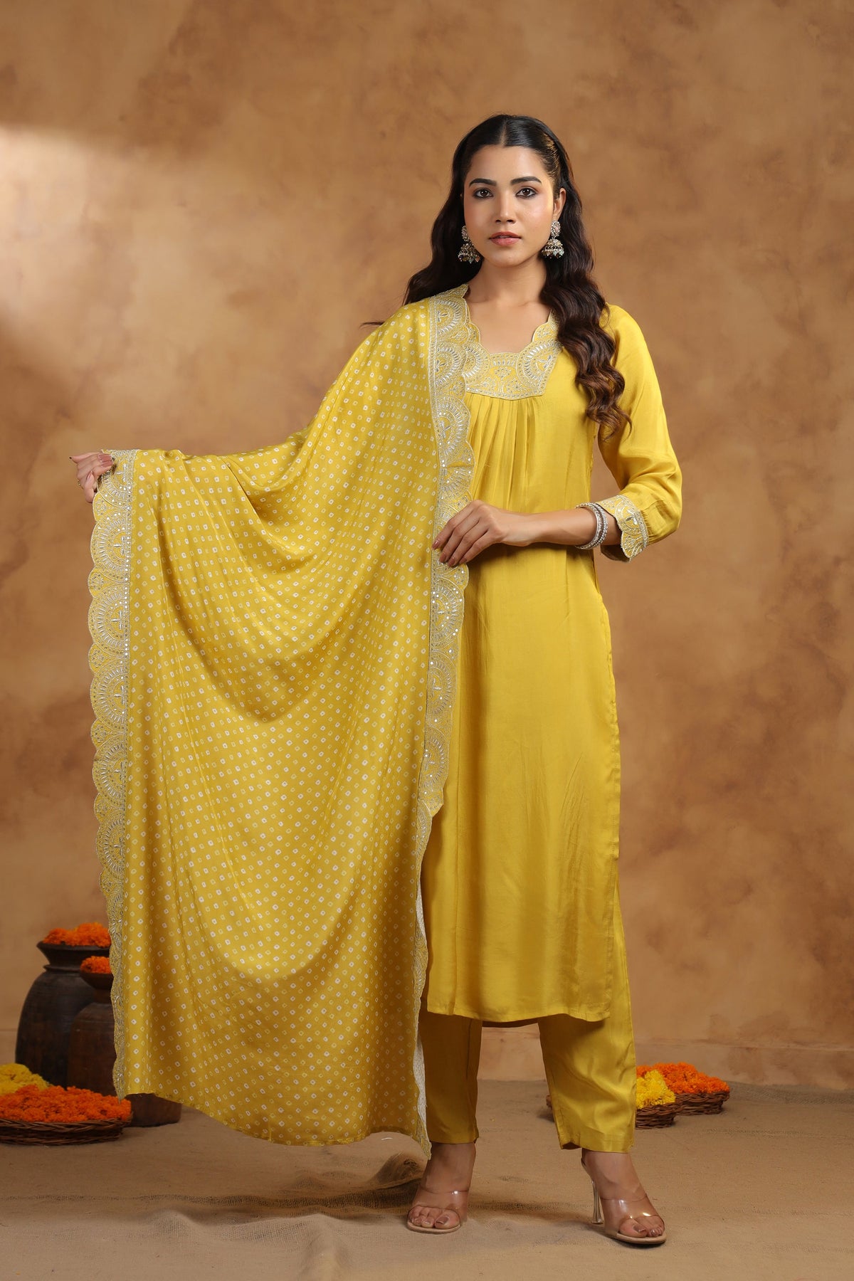 ADRIKA SUNSHINE EMBROIDEREY WORK SUIT SET