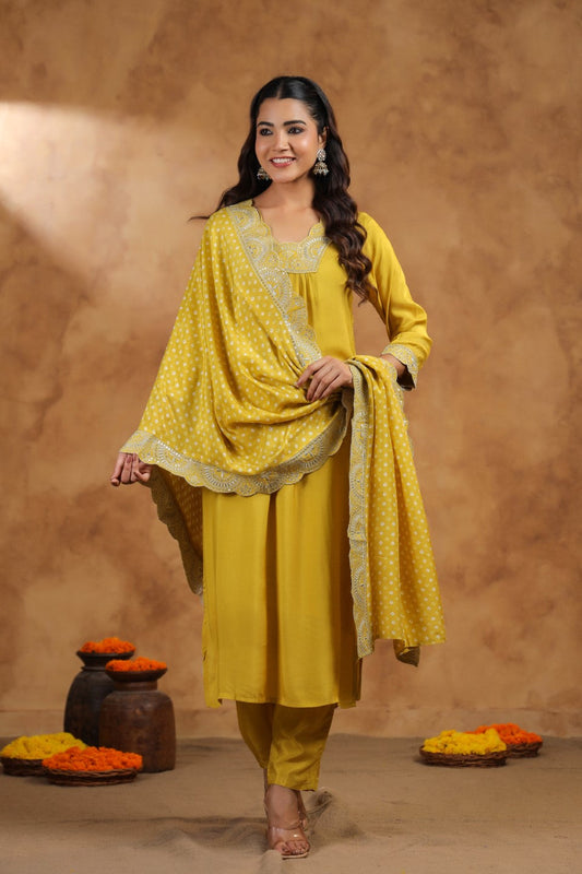 AutumnLane ADRIKA SUNSHINE EMBROIDEREY WORK SUIT SET