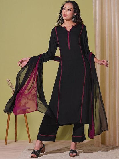 Dhiyona KL Women Regular Kurta with Palazzos & With Dupatta